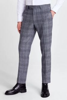 MOSS x Barberis Tailored Fit Grey Check Suit: Trousers (D39844) | $297