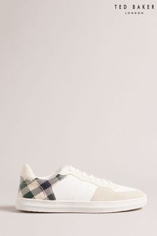 Ted Baker Barkerg Leather And Suede House Check White Sneakers (D39978) | €72