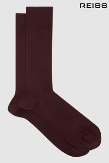 Bordeaux - Reiss Fela Ribbed Socks (D39996) | kr180