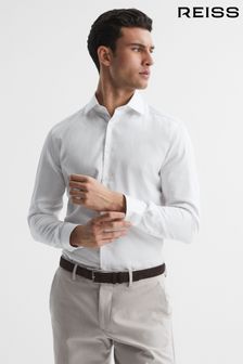 Reiss White Remote Cotton Satin Slim Fit Shirt (D40027) | 105 €