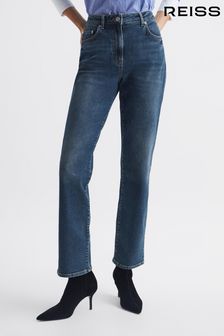 Reiss Mid Blue Phillipa Straight Leg Boyfriend Jeans (D40033) | 919 QAR