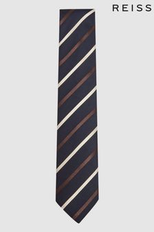 Reiss Navy Seville Silk Blend Striped Tie (D40046) | $112