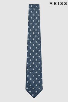 Reiss Washed Indigo Melange Porto Silk Polka Dot Print Tie (D40062) | $112