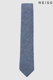 Reiss Airforce Blue Vasto Linen Puppytooth Tie (D40066) | kr753