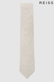 Oatmeal - Cravate pied-de-poule en lin Reiss Vasto (D40067) | €59
