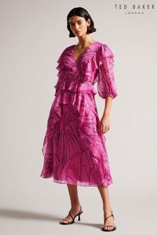 Ted Baker Victoir Midi-Latzkleid mit Bindegürtel, Pink (D40102) | 191 €