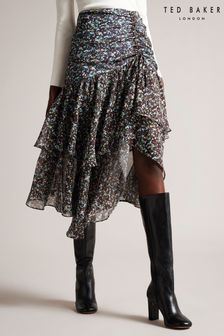 Ted Baker Blue Chloei Ruched Detail Waterfall Midi Skirt (D40104) | 222 €