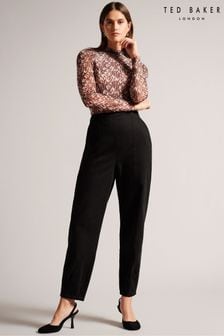 Ted Baker Eliona Black Barrel Trousers With Pin Tuck Detail (D40137) | 347 zł