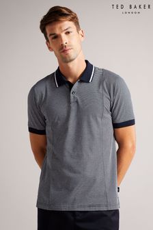 Ted Baker Taigaa Gestreiftes Jacquard-Poloshirt in normaler Passform, Marineblau (D40232) | 87 €