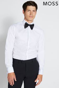 MOSS Slim Fit White Concealed Placket Dress Shirt