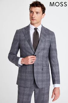 MOSS x Barberis Tailored Fit Grey Check Suit (D40317) | $526