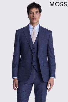 MOSS Blue Tailored Fit Check Jacket (D40325) | 935 QAR