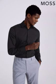 MOSS Black Tailored Fit Performance Stretch Shirt (D40370) | OMR31