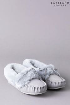 Gri deschis - Papuci de casă tip mocasini din blană de oaie pentru femei Lakeland Leather (D40678) | 418 LEI