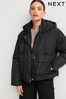 Black Short Padded Jacket (D40732) | AED100