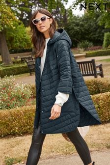 Navy Blue Shower Resistant Quilted Poncho (D40747) | €96