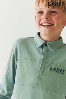 Зеленый - Рубашка поло с длинными рукавами и вставкой Baker By Ted Baker (D40949) | €33 - €41