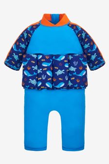 JoJo Maman Bébé Blue Shark UPF 50 Sun Protection Float Suit (D41004) | ￥5,200