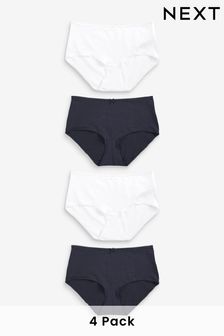 Navy Blue/White Midi Cotton Rich Knickers 4 Pack (D41026) | AED40
