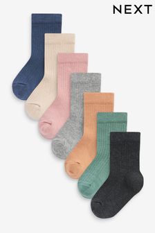 Cotton Rich Fine Rib Socks 7 Pack