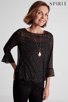 Spirit Black Dotted Blouse with Necklace (D41133) | €20