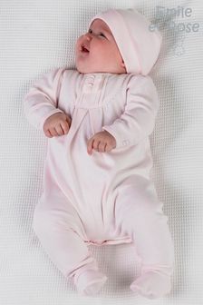 Emile Et Rose Pink All-In-One With Pleated Yoke With Ric-Rac And Hat