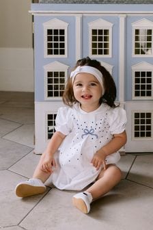 Emile Et Rose White Dress With Spot Hairband And Trousers (D41200) | €36