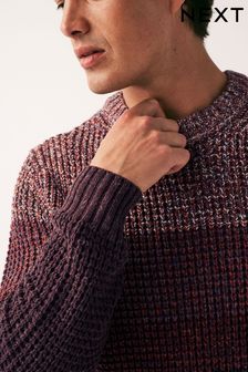 Burgundy Red Regular Knitted Colourblock Jumper (D41235) | AED71