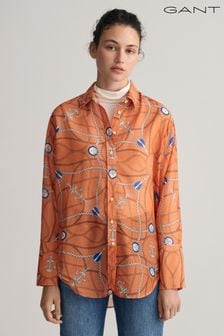 Женская свободная хлопковая шелковая рубашка с принтом Gant (D41317) | €78