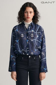 Gant ženska srajca sproščenega kroja iz bombaža in svile s potiskom jadralnih motivov (D41318) | €67