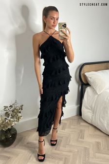 Style Cheat Black Lace Halter Midi Dress (D41559) | €39