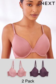 Plum Purple/Pink Light Pad Full Cup Smoothing T-Shirt Bras 2 Pack (D41584) | AED88