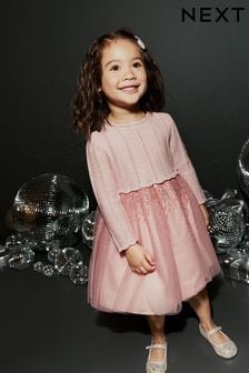 Pink 2-in-1 Jumper & Embroidered Tulle Skirt Dress (3mths-7yrs) (D41668) | kr470 - kr540