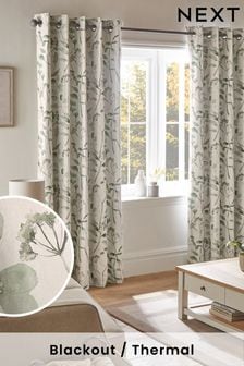 Green Isla Floral Print Blackout/Thermal Curtains (D41688) | kr730 - kr1 610