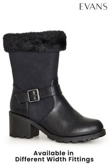 Evans Extra Wide Fit Cici Black Mid Boots (D41696) | €37
