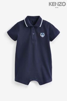 KENZO KIDS Baby Blue Polo Logo Romper (D41770) | $120 - $133
