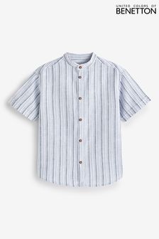 Benetton Short Sleeve Striped White Shirt (D41809) | €16