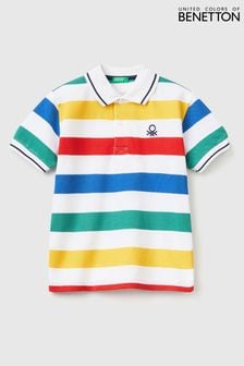 Benetton Boys Striped Logo Polo Shirt