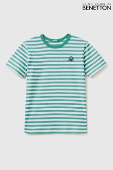 Benetton Boys Striped Logo T-Shirt