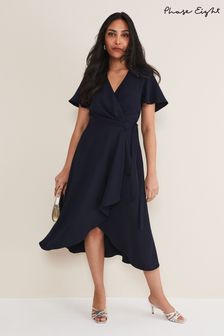 Phase Eight Blue Petite Julissa Frill Wrap Dress (D41951) | AED715