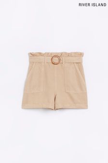 River Island Girls Natural Paperbag Belted Shorts (D42039) | 50 zł - 70 zł