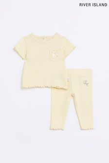 River Island Baby Girls Yellow Pocket Rib Set (D42055) | $20