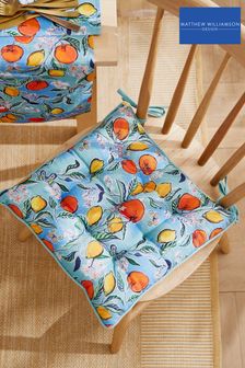 Matthew Williamson Blue Citrus Grove Cotton Linen Blend Seat Pad (D42147) | ₪ 102
