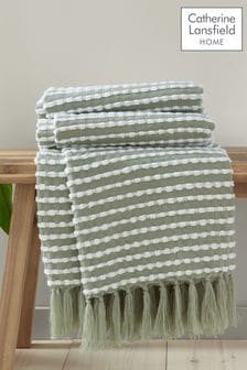 Catherine Lansfield Green Stab Stitch Throw (D42163) | AED166