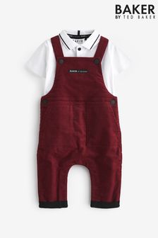 Baker by Ted Baker Burgundy Red Polo and Corduroy Dungarees Set (D42458) | €21.50 - €25