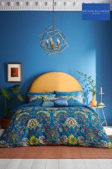 Matthew Williamson Blue Gardenia  Damask Cotton Duvet Cover and Pillowcase Set (D42488) | €95 - €150