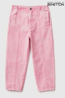 Benetton Pink Paperbag Denim Jeans (D42544) | $70
