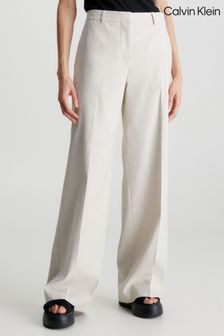 Calvin Klein Natural Linen Tailored Wide Leg Trousers (D42702) | €189