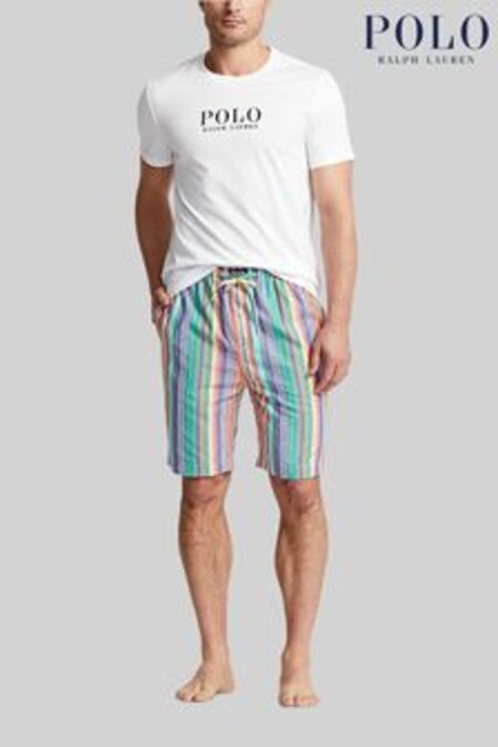 Polo Ralph Lauren Stripe Short Sleeve White Pyjama Set (D42749) | €108