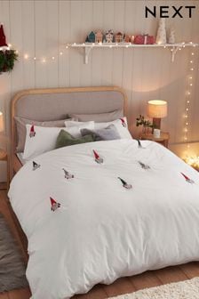 White Christmas Pom Gonks Duvet Cover and Pillowcase Set (D42840) | KRW67,900 - KRW126,100
